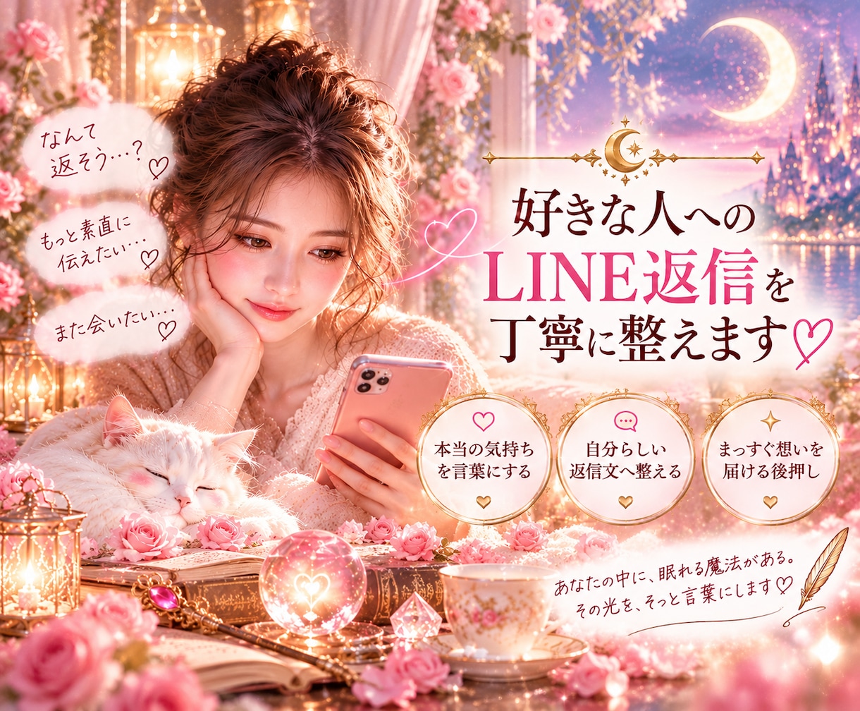 好きな人へのLINE返信を丁寧に整えます 心にある本当の想いを、あなたらしい言葉へ丁寧に整えます イメージ1
