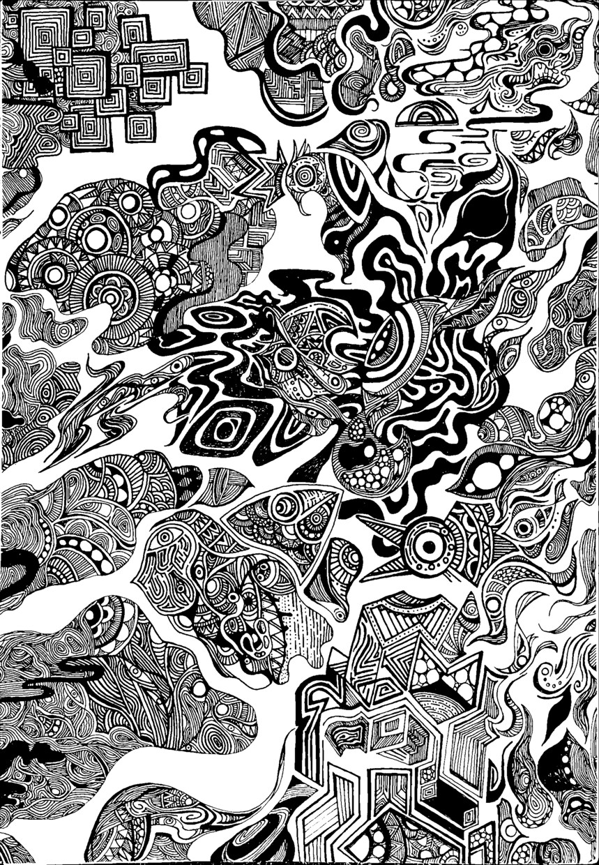 トライバルタトゥ風イラスト制作します 線画イラスト、かっこいいモノクロイラストを描きます イメージ4