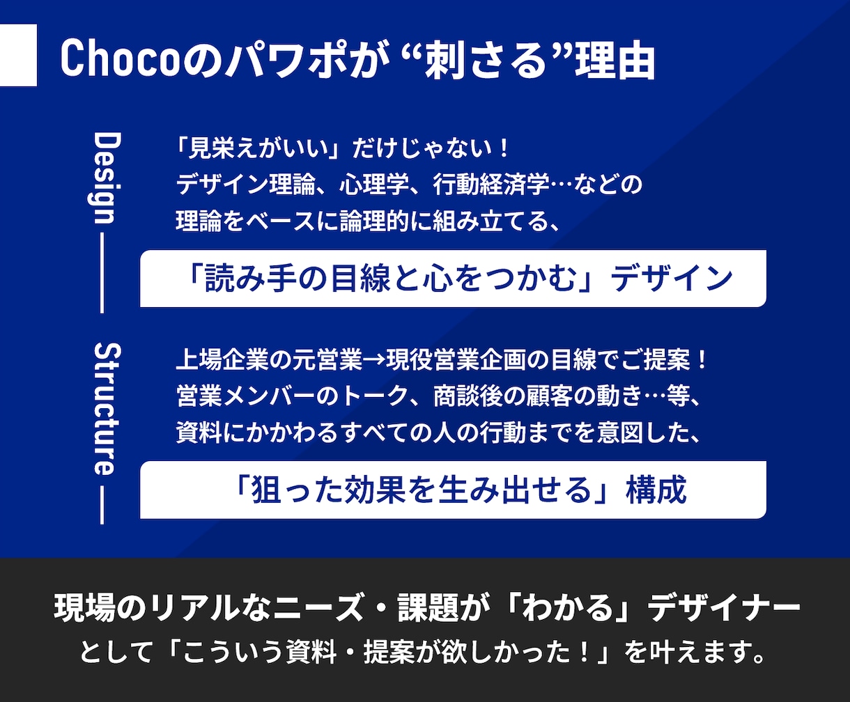 コスパ◎現役営業企画が"刺さる"パワポを作ります 元営業→企画職の実務経験×デザイン力で、成果の出る資料に！ イメージ2