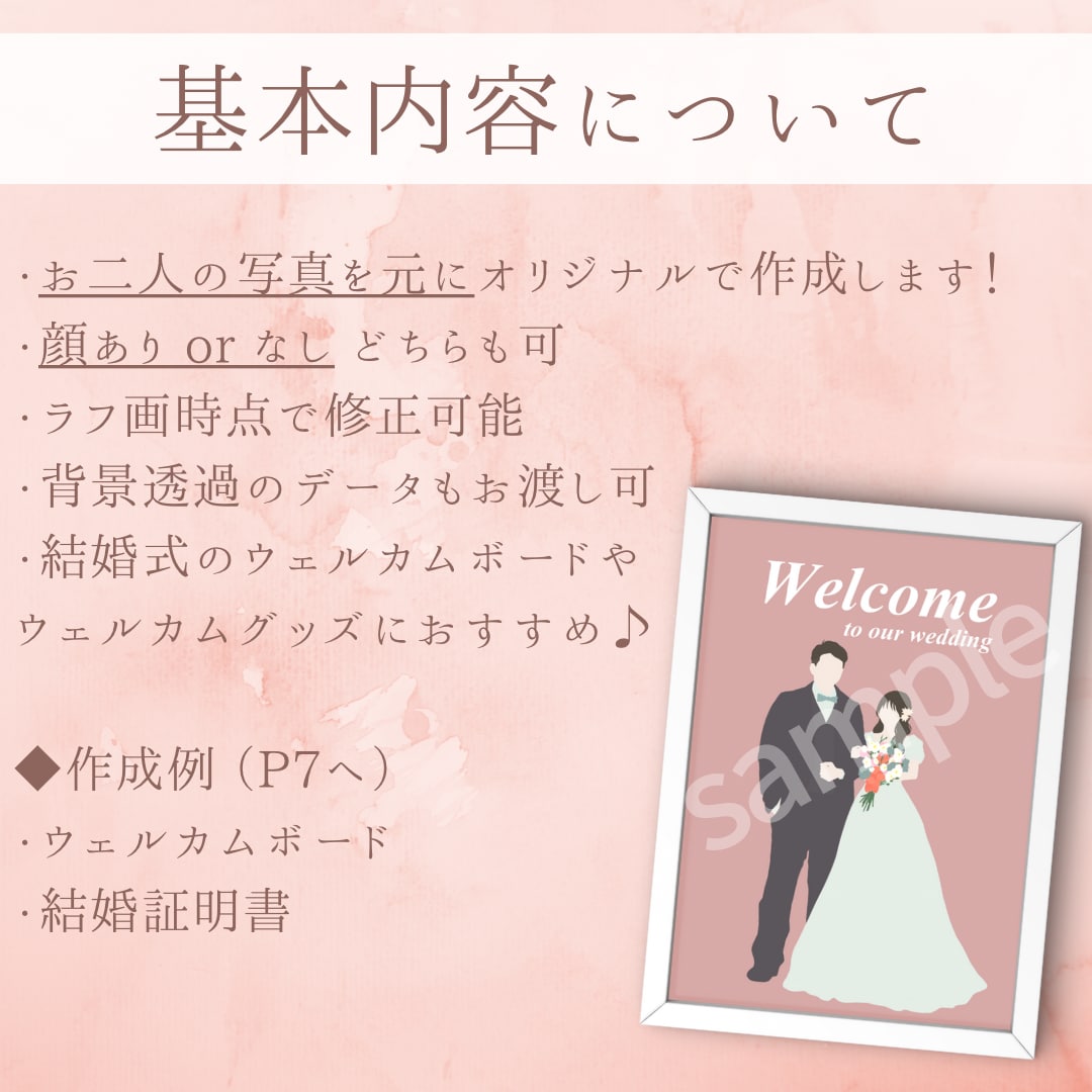 花嫁姿のウェルカムボードを作成します ウエディングドレスの繊細さや和装の美しさも描きます！ イメージ2