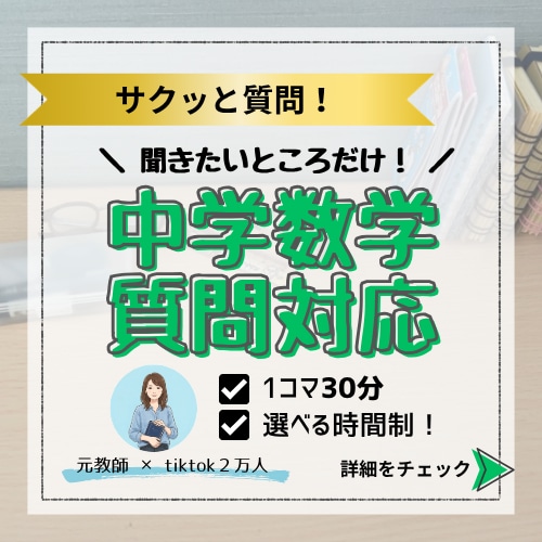 タイパ重視！元教師が中学数学の質問対応します わからない問題だけ！30分から選べるサクッと質問サービス イメージ1