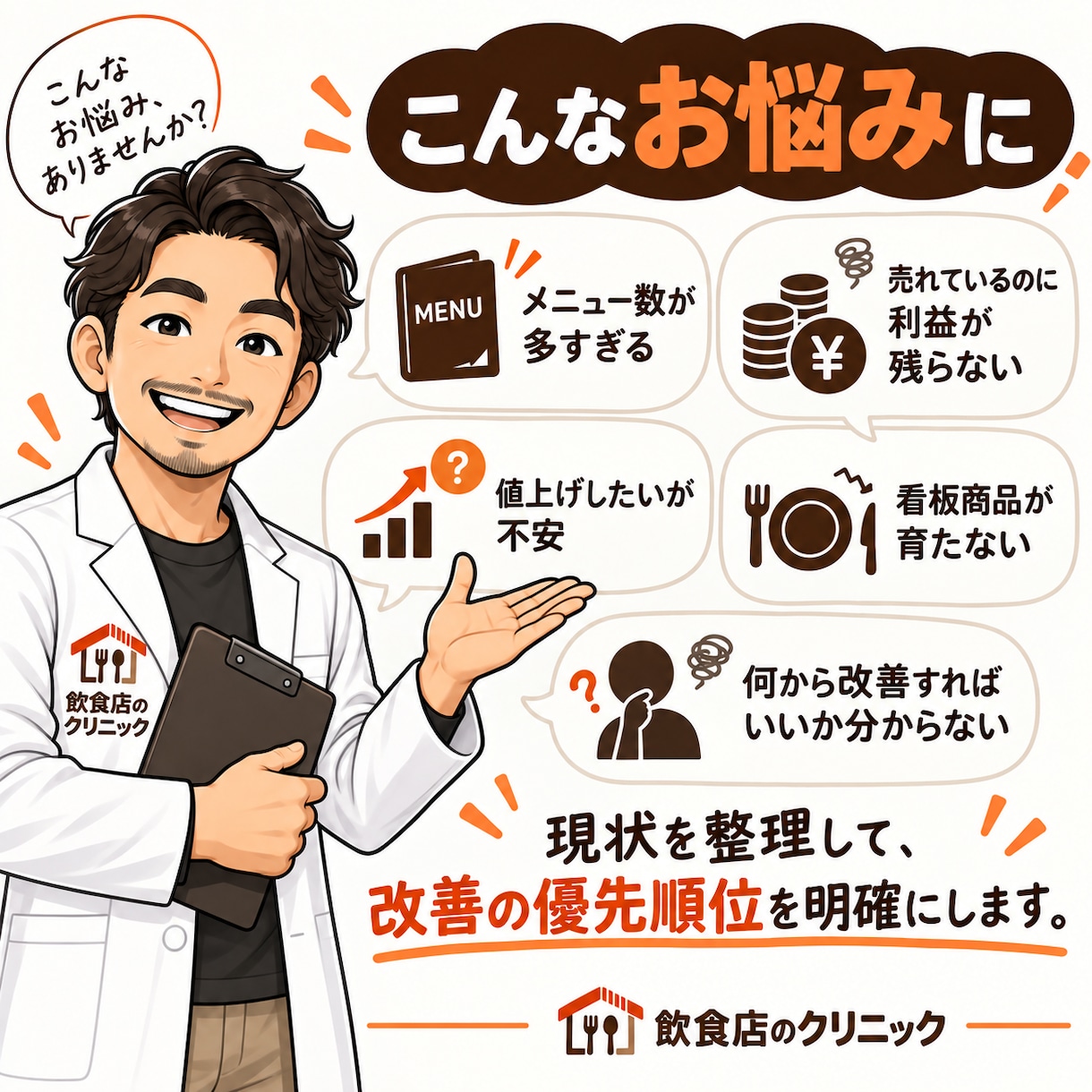 飲食店のメニューを健康診断します お店のメニューを料理・価格・利益・構成から改善点を診断します イメージ2