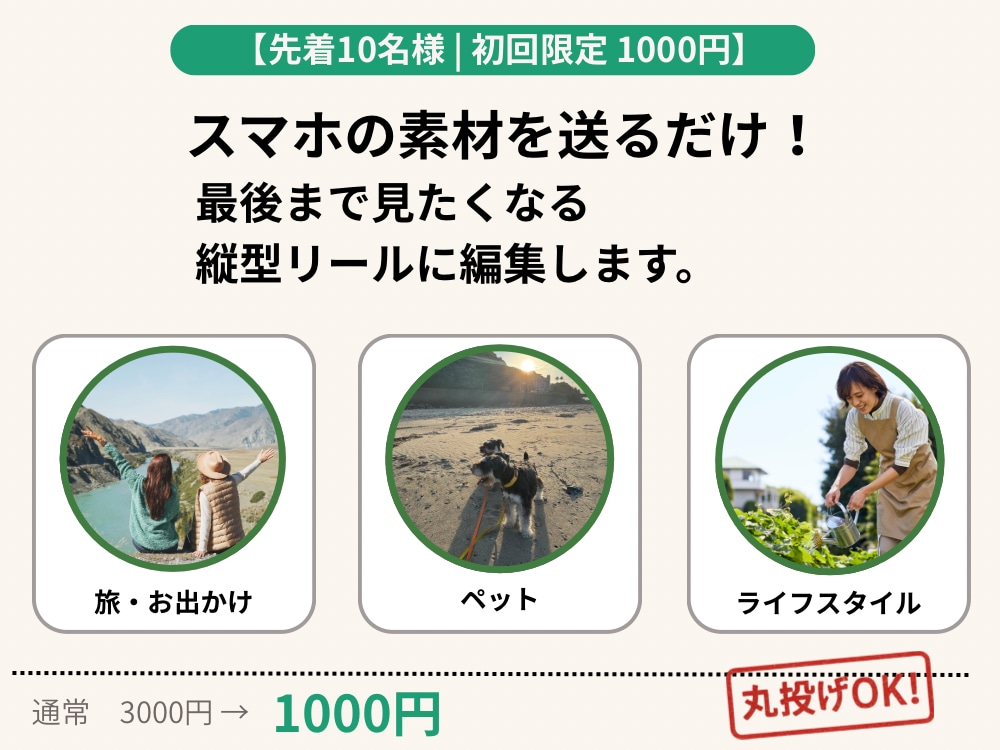 SNS向け縦型リール用動画の編集をします 丸投げOK！縦型リール用動画の編集 イメージ1