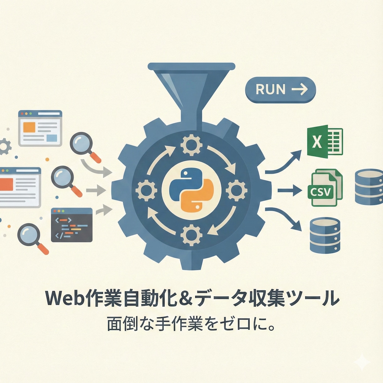 データ収集・更新など、Web上の作業を自動化します 毎日の面倒な作業を、クリック一つで実行できる自動化ツールへ イメージ1