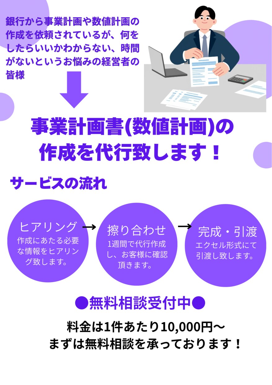 事業計画書（数値計画）の作成代行を行います 素早く、シンプルに対応させて頂きます。 イメージ2