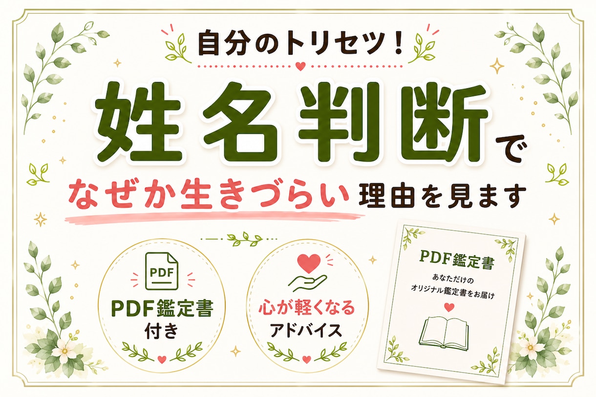 姓名判断であなたの本質を読み解きます ～名前からあなたの本質をまとめた鑑定書を作ります～ イメージ1