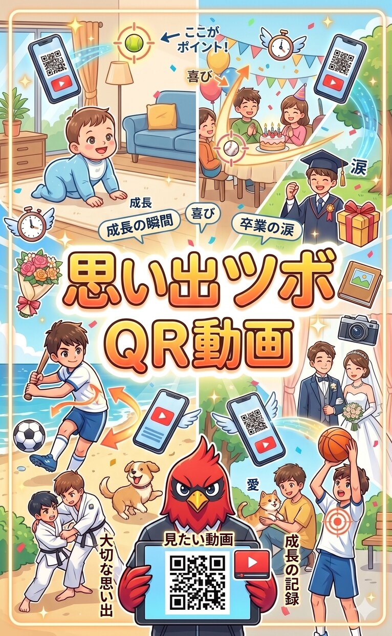 スマホをかざすだけ。思い出が、今ここに動き出します お子様やペットの動画をQR化。壁に貼って家族みんなで楽しもう イメージ1