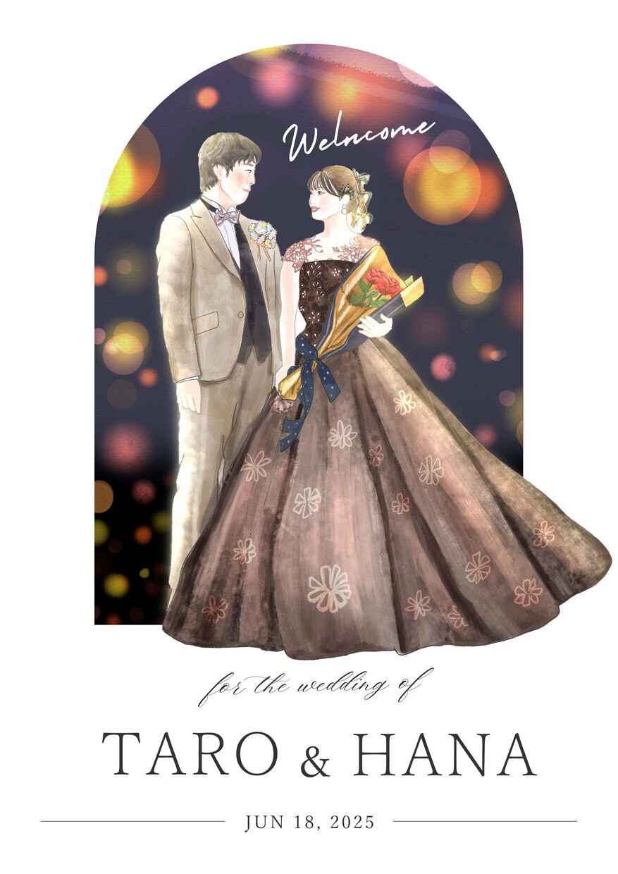 結婚式*多幸感溢れるウェルカムボードをお描きします 結婚式を彩るふんわり柔らかい似顔絵イラスト イメージ3