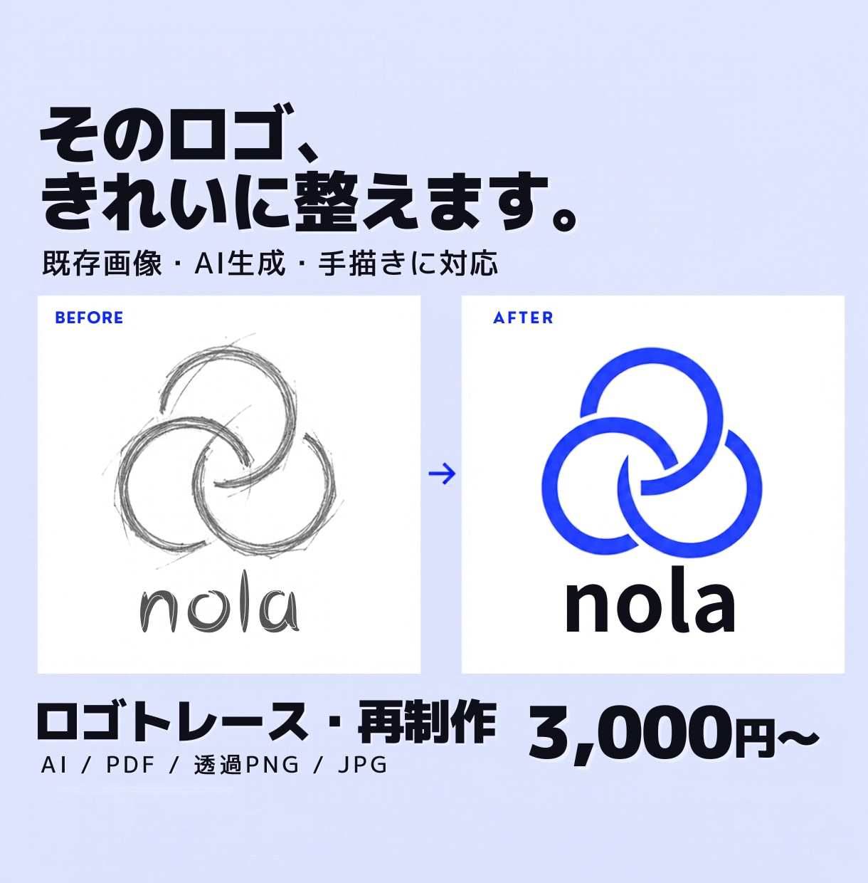 既存・AI・手描きロゴをトレース・再制作します 3,000円〜｜印刷・Webで使えるデータ一式込み イメージ1