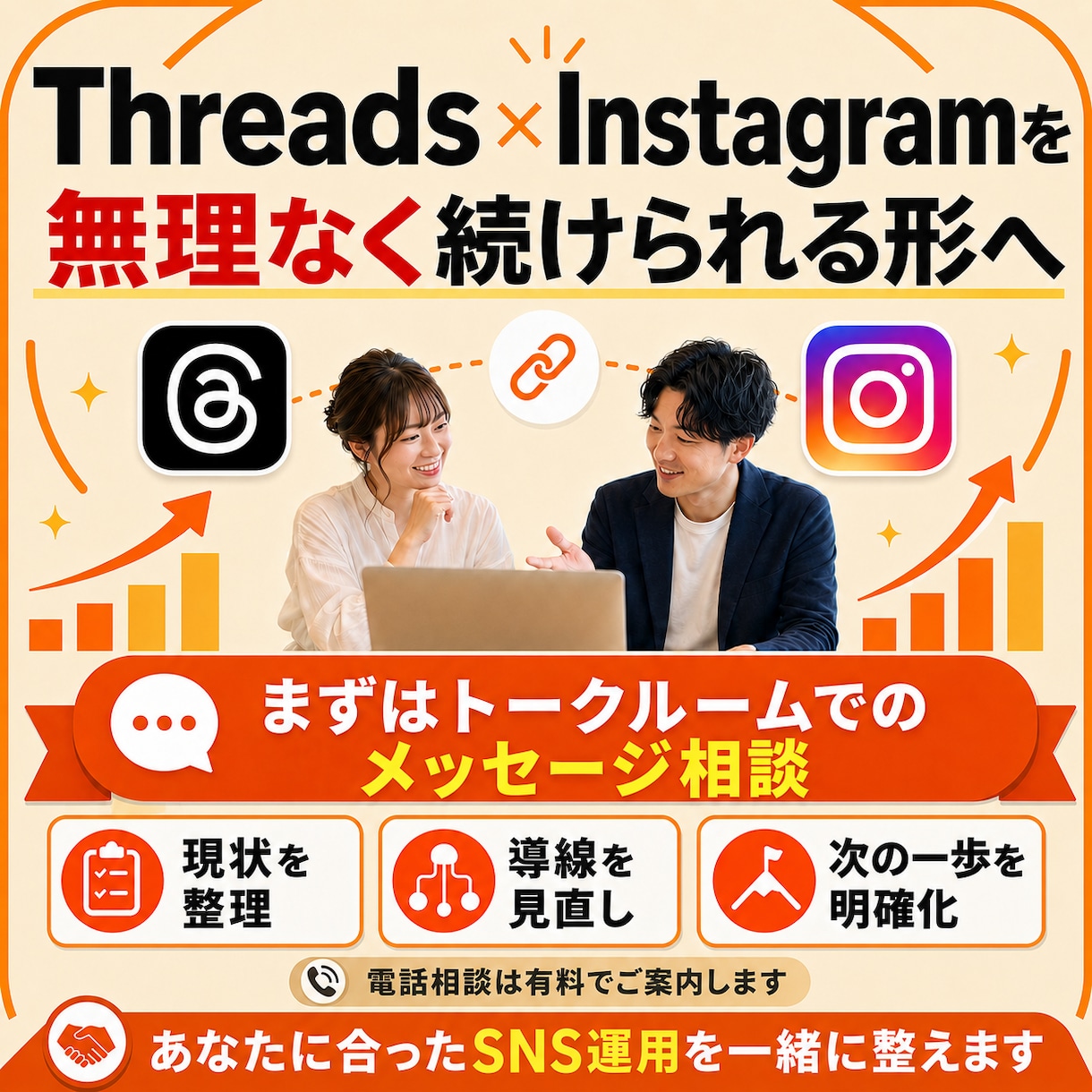 Threads×Instagram連携を設計します 投稿導線・収益導線を整理します｜SNS運用相談 イメージ1