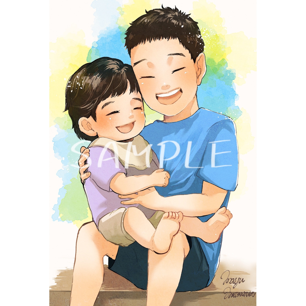 ふんわり優しい似顔絵描きます 大切な人へのプレゼントにも★水彩画風に仕上げます イメージ3