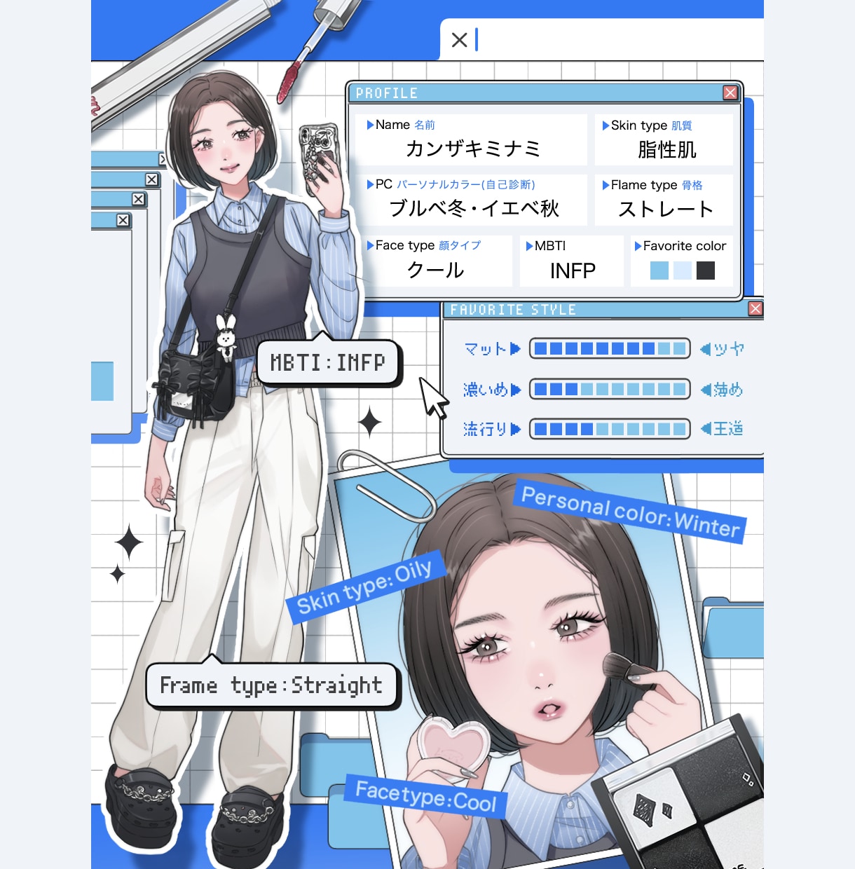 あなただけのプロフイラスト描きます MBTIなどあなたの好きな情報を盛り込めます♡文字なしも可！ イメージ2