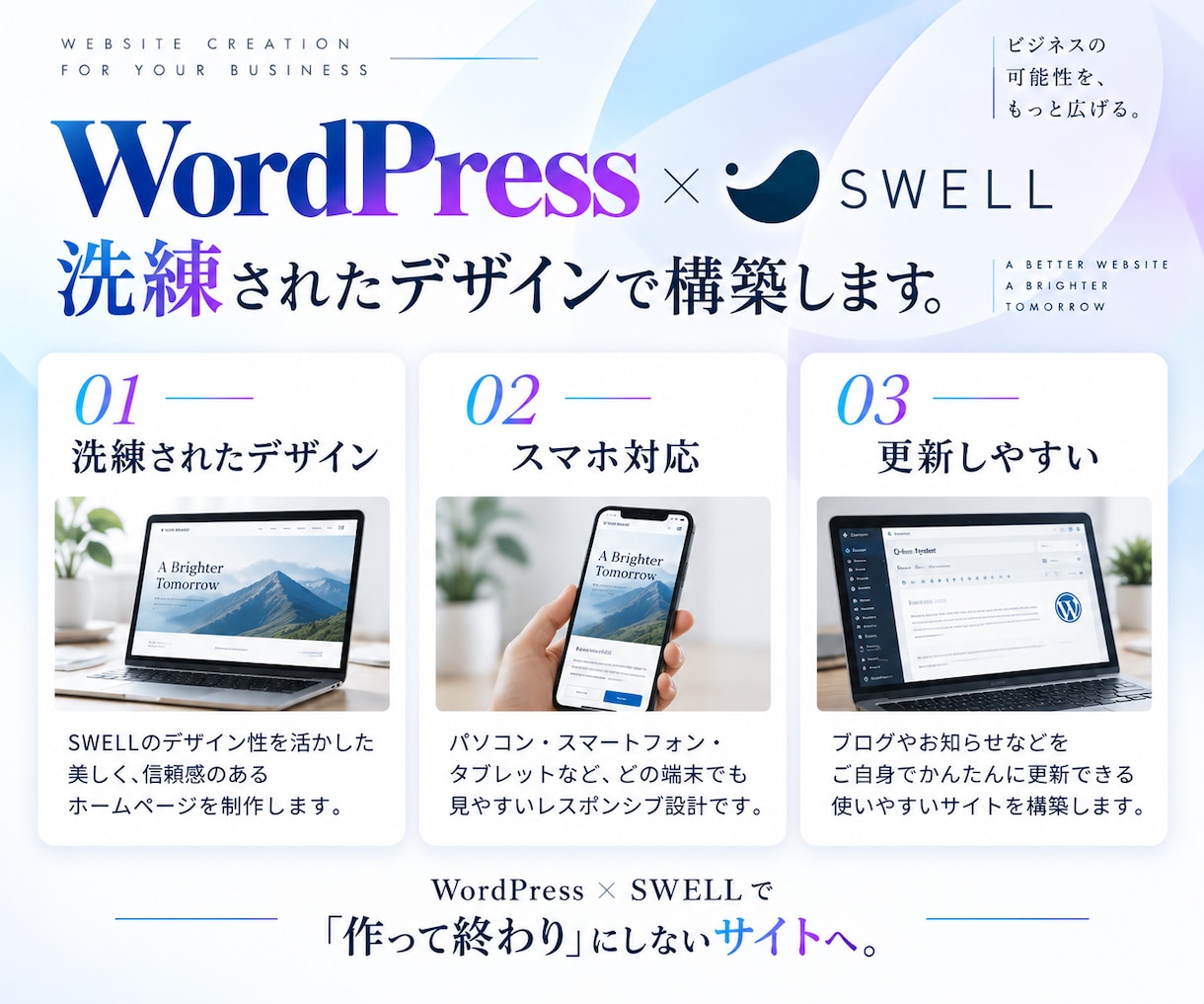 WordPressでイケてるホームページ制作します SEO基本設定・SWELL代込み・最大5ページ制作 イメージ2
