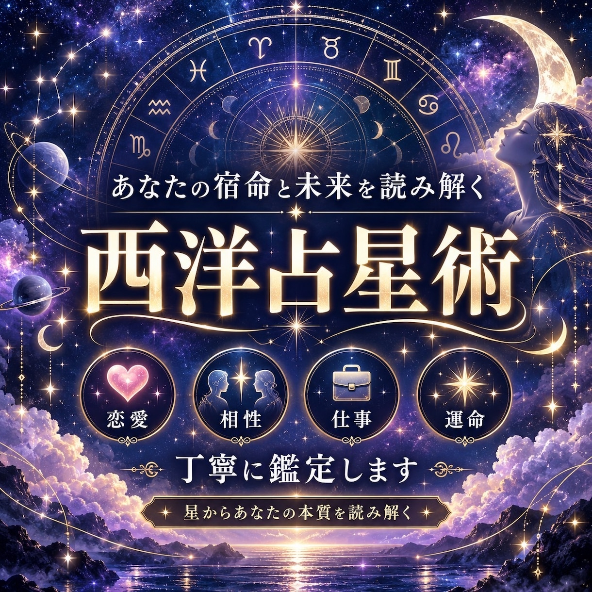 あなたの宿命と未来を読み解く西洋占星術鑑定ます 鑑定士歴10年のプロが、あなたの人生の羅針盤を紐解きます イメージ1