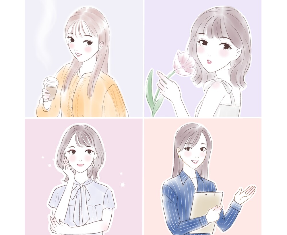 ふんわり水彩タッチ✴︎キレイめ女性イラスト描きます 商用◎ 各種SNS・美容・ファッションのサイトにも！ イメージ3