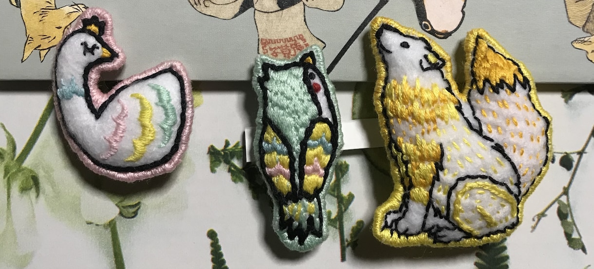 刺繍でオリジナルのブローチ、ピアス製作致します 刺繍作家が作る世界で一つのアクセサリー イメージ2