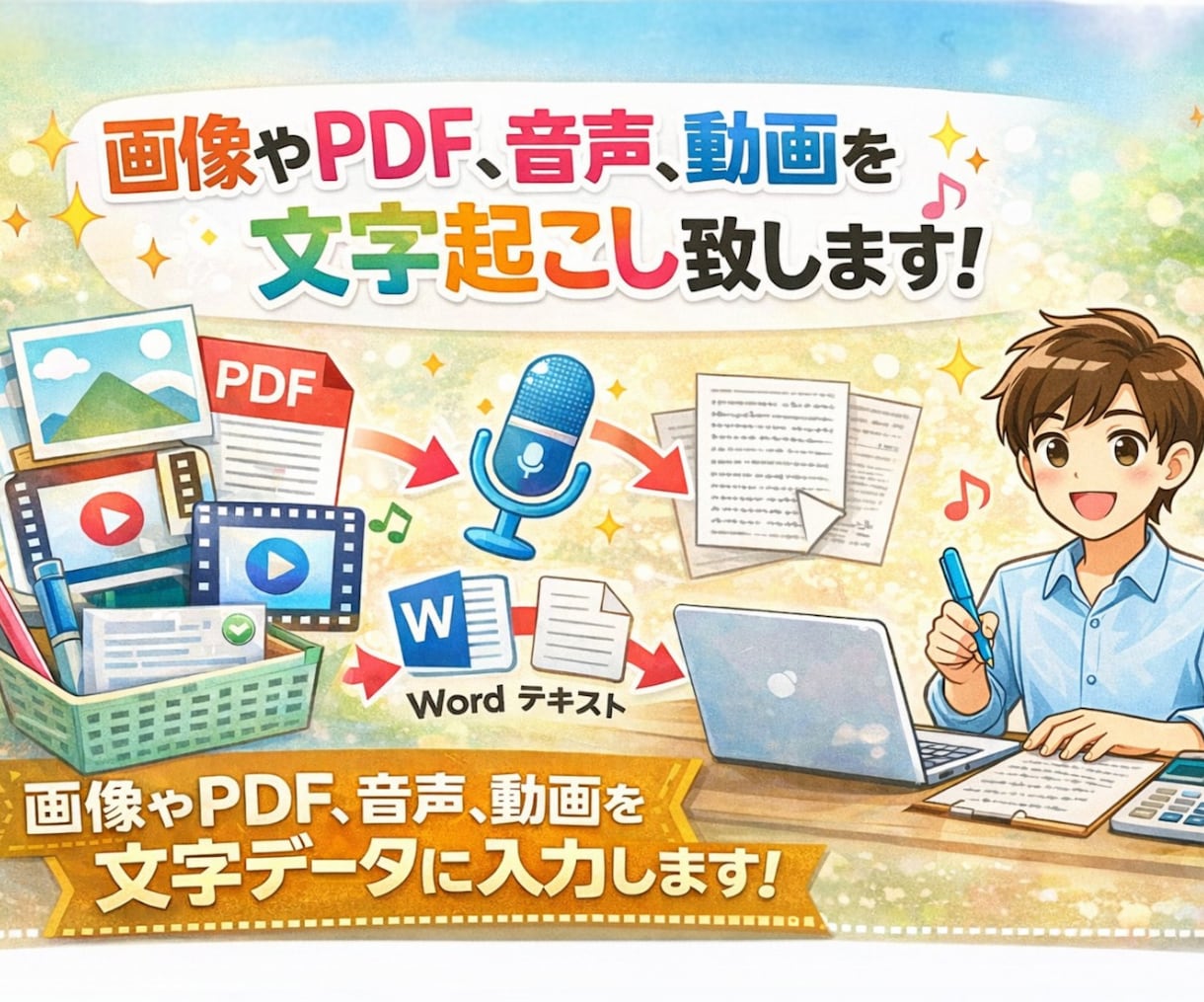 画像やPDF、音声、動画を文字起こし致します 書類や文書の写真やPDFデータ化、動画や音声を文字起こし！ イメージ1