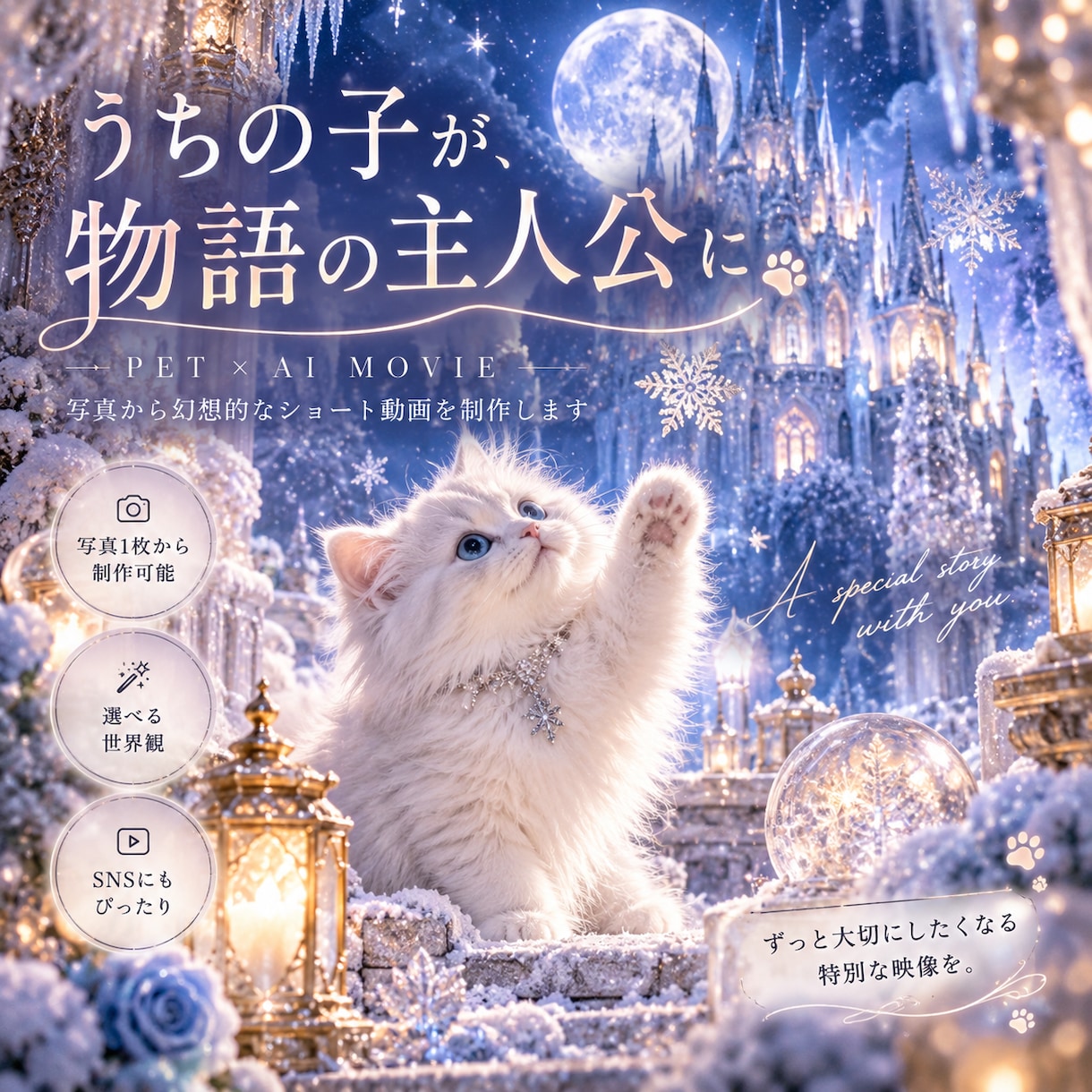 愛するペットを物語の主人公に｜AI動画を制作します 大切な“うちの子”を、現実では撮れない特別な世界へ。 イメージ1