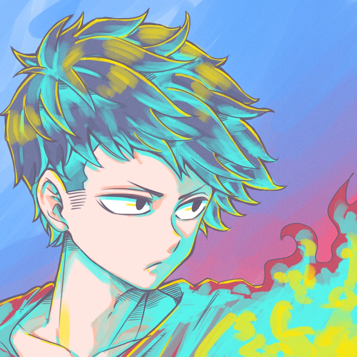 SNS用のバストアップイラストを描きます 『色』をテーマにした少年漫画風アイコン イメージ6