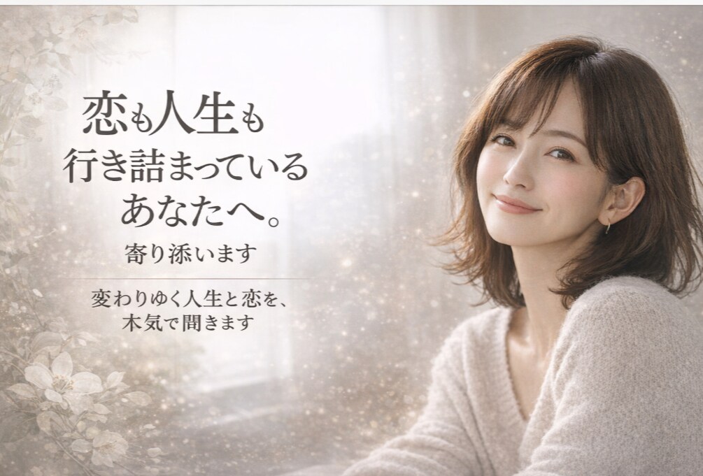 恋も人生も行き詰まっているあなたへ。寄り添います 人生や恋に悩むあなたの声を、本気で受け止めます イメージ1