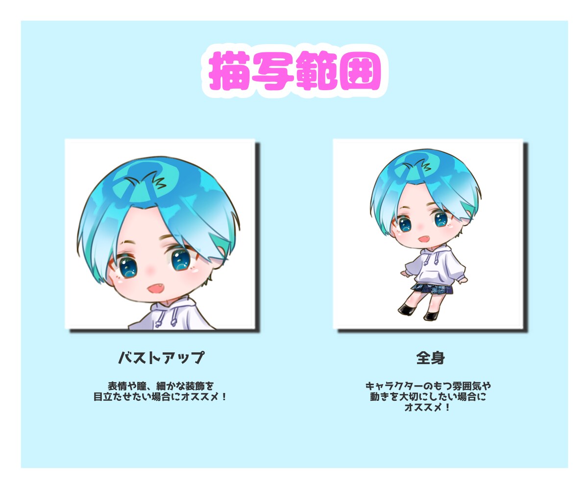 キュートなちびキャライラスト描きます 動画、SNSアイコンなどに◎選べる塗りパターンも！ イメージ4