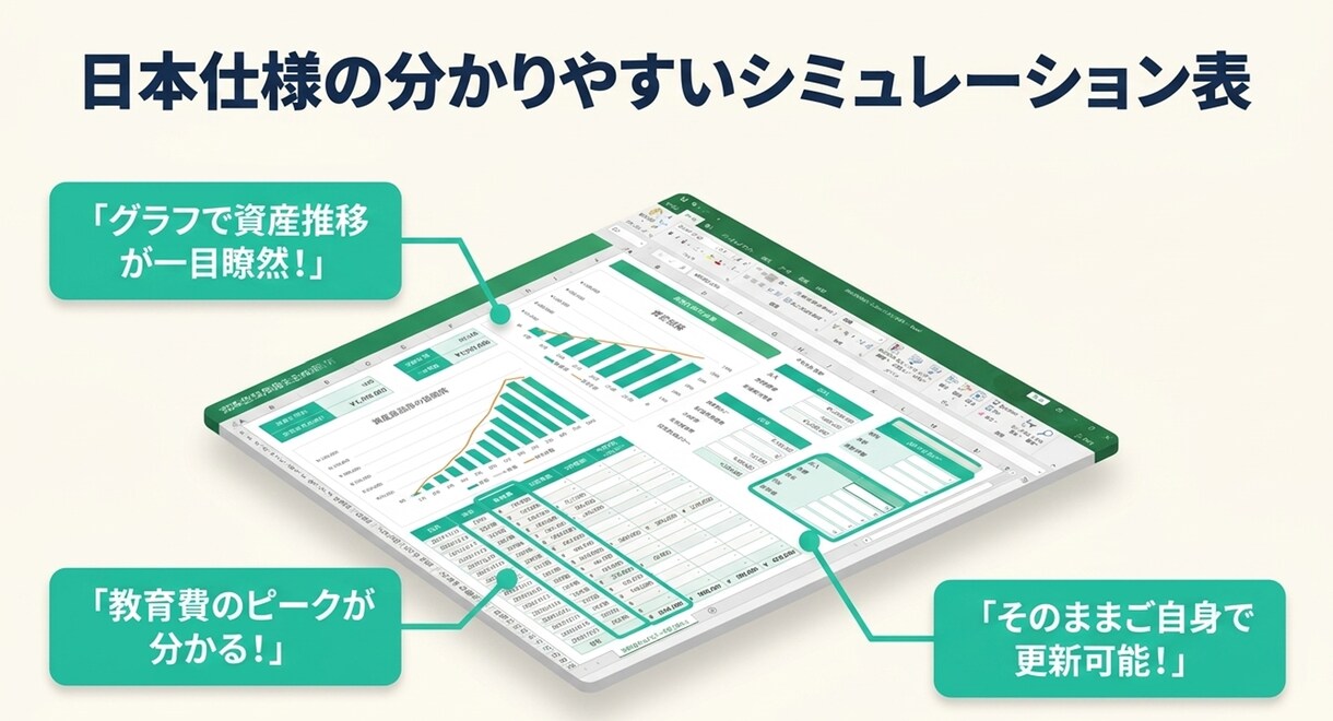 教育・老後資金の不安を数字で可視化します 50年間のExcelライフプラン表作成＆家計改善アドバイス イメージ7