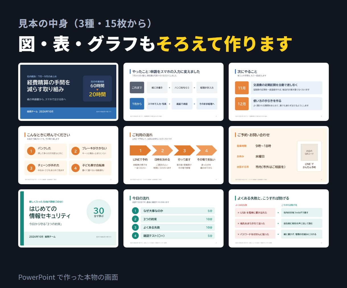 箇条書きのメモから伝わるスライド資料を作ります メモを送るだけ。PowerPointとPDFでお渡し イメージ5