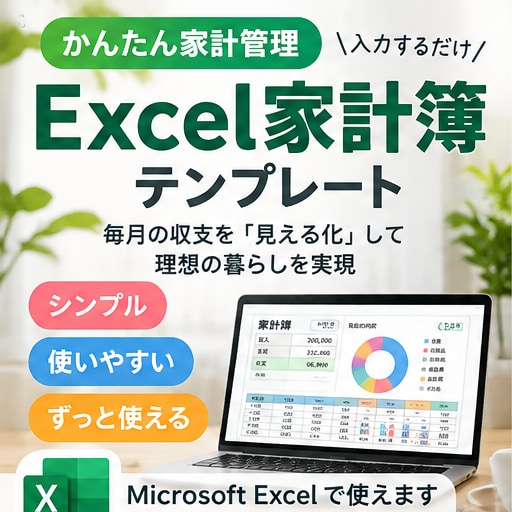 シンプルなExcel家計簿をお届けします 入力するだけで毎月の収支をかんたん管理 イメージ1