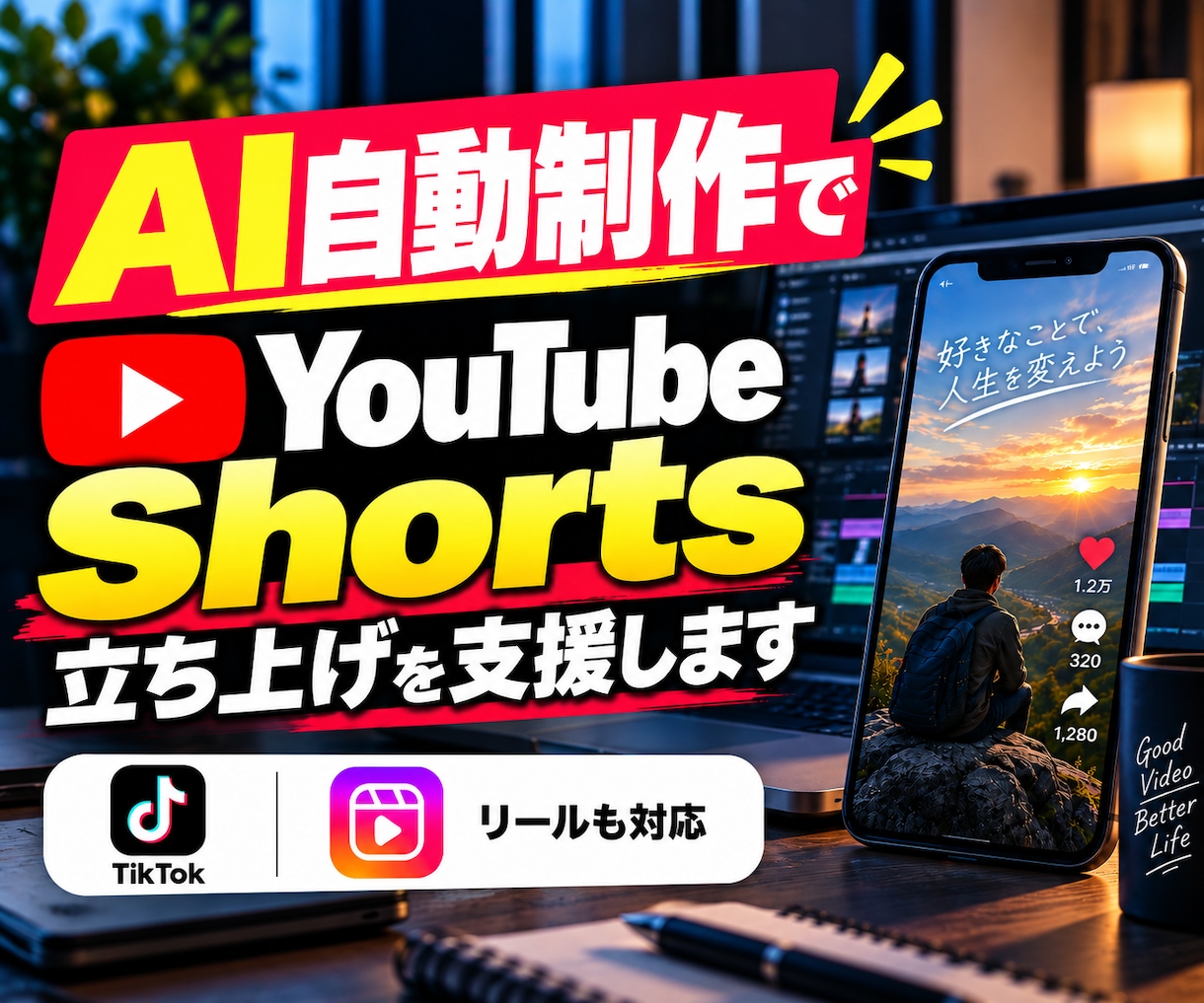 AI自動制作でチャンネル立ち上げを支援します 成功事例の共有から、AIでのショート動画制作自動化の方法まで イメージ1