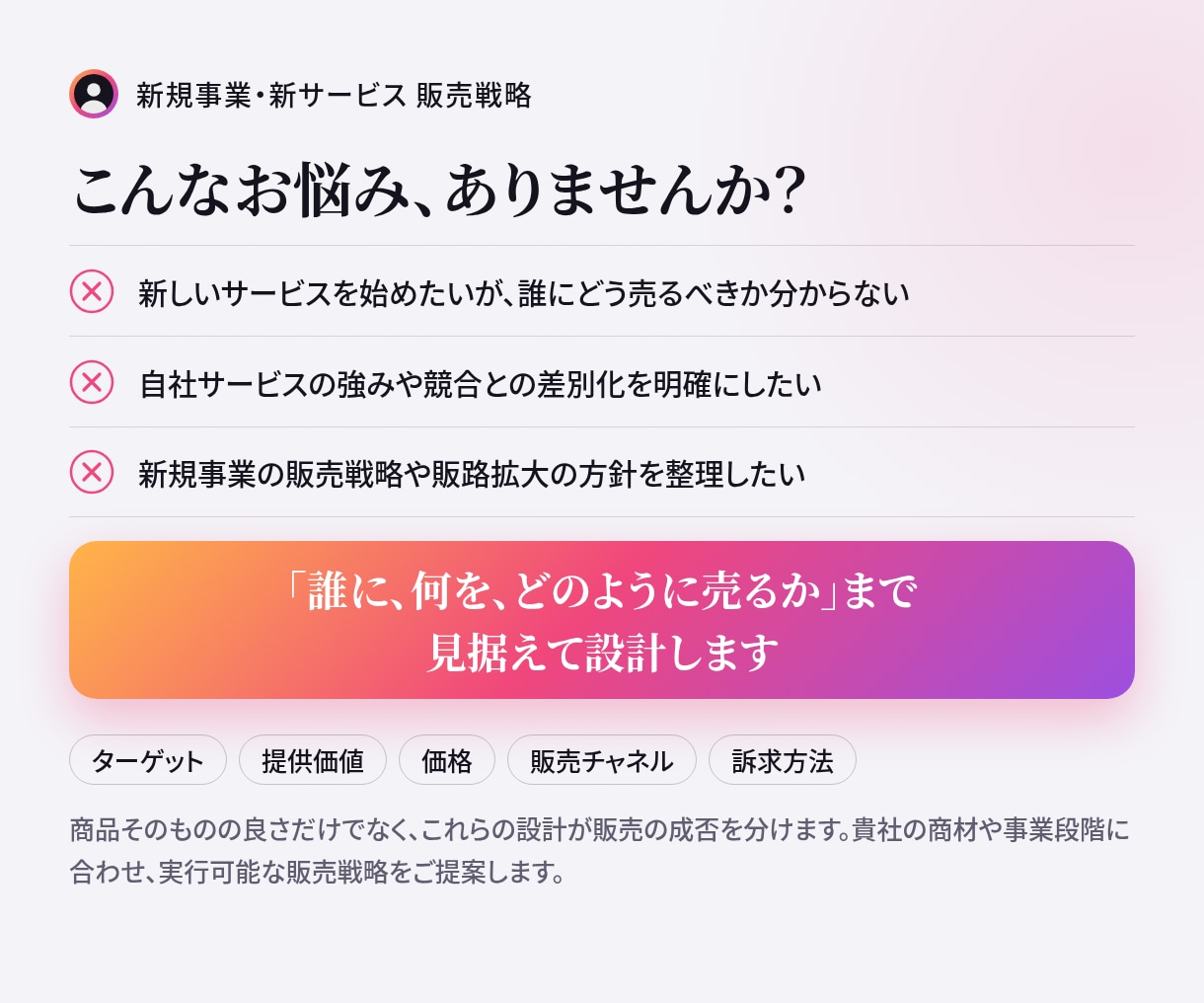 新規事業・新サービスの販売戦略をご提案します 御社のサービスに合わせた具体的なプランを設計します！ イメージ1