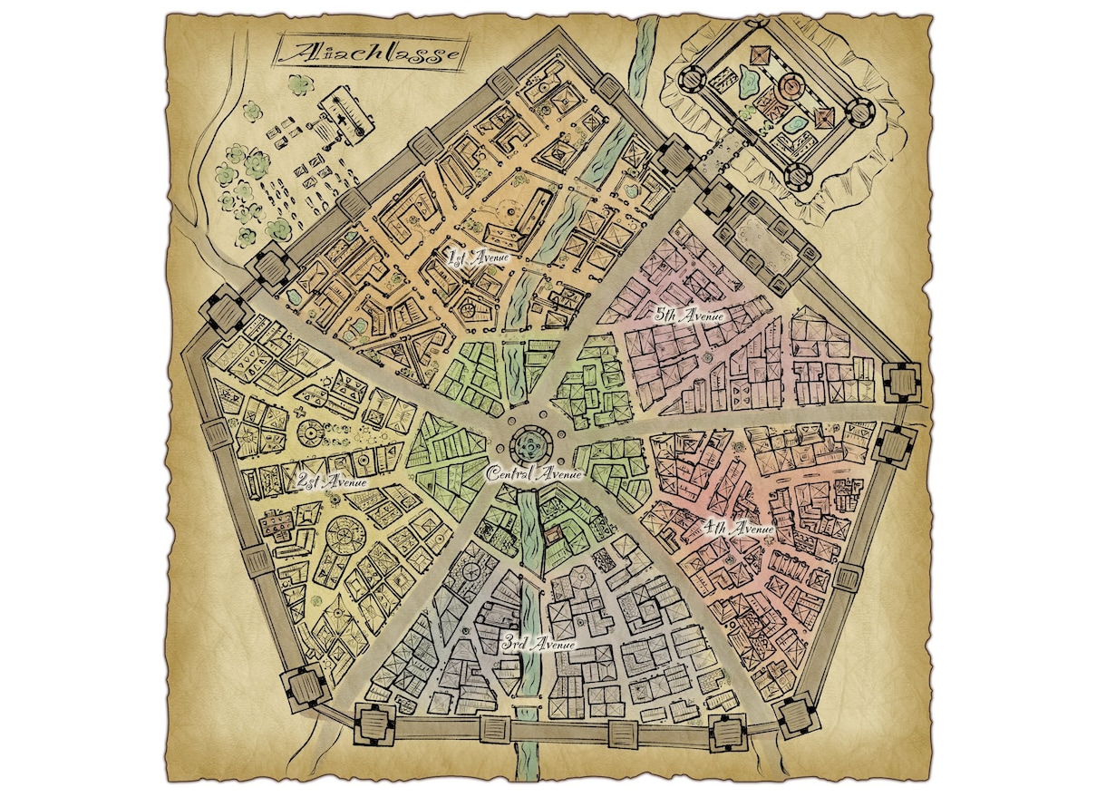 ファンタジーな街、世界地図を描きます ファンタジー風の地図を依頼主様の意向に沿ってお作りいたします イメージ2