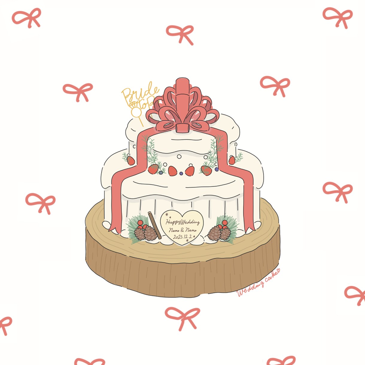 こだわりのウェディングケーキのイラストをお描きます こだわりはもちろん、理想もぎゅっと詰め込んだケーキイラスト イメージ1