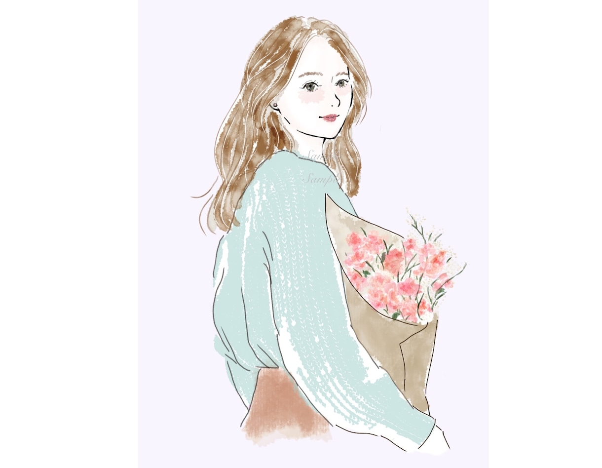 雰囲気あるおしゃれなお姉さん 水彩タッチで描きます 印象的！写真を基にふんわりみずみずしく、上品&親しみを✨ イメージ4