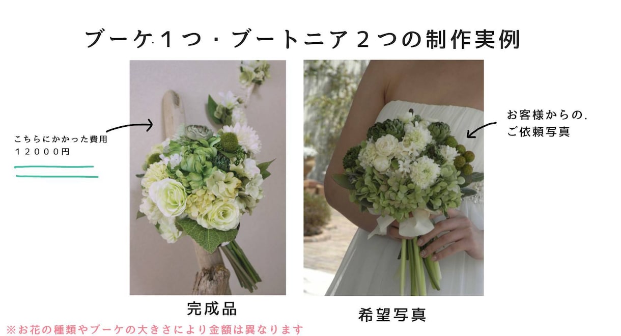 ブーケ作ります 花束作り　結婚式　お祝い　ご要望ブーケ作ります イメージ3