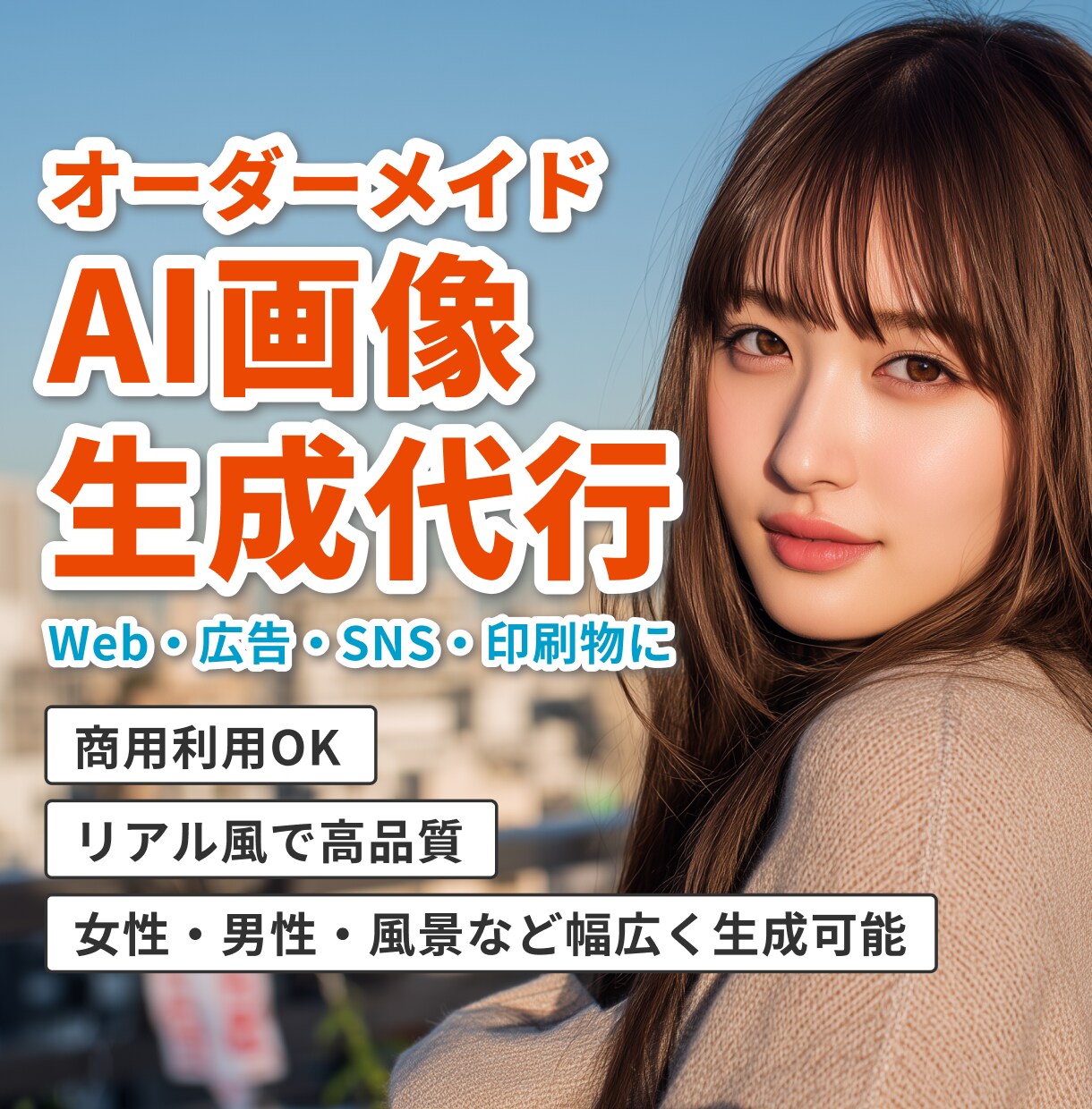 オーダーメイドでAI画像を生成します 商用利用OK｜リアルな人物や風景などのAI画像を制作 イメージ1