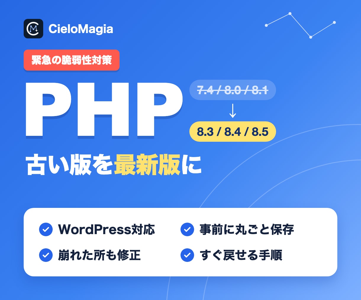 WordPressのPHPを最新版に上げます PHP脆弱性対策｜確認用の環境で試してから本番を切替 イメージ1