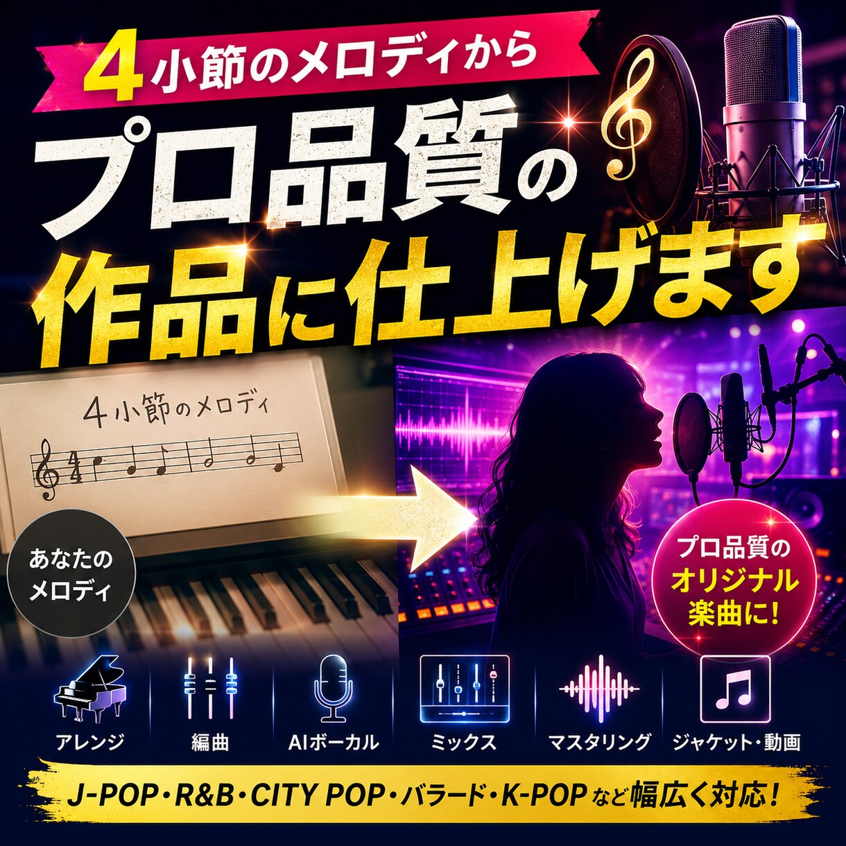 オリジナル楽曲制作します あなたのメロディからオリジナル楽曲を制作します イメージ1