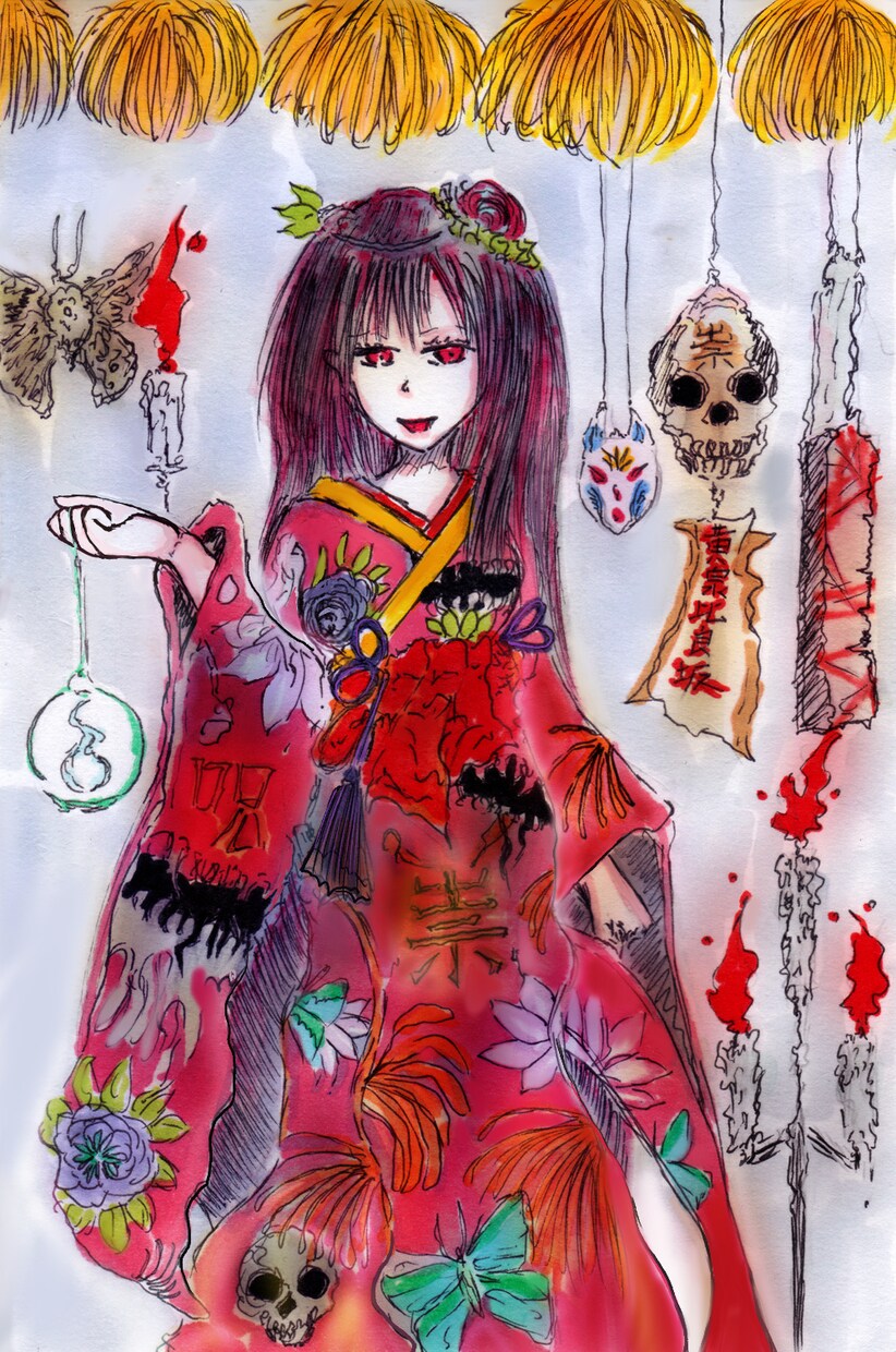 ホラーのイラスト描きます 私にしか描けない絵柄でダークで綺麗なホラーな絵を描きます。 イメージ7