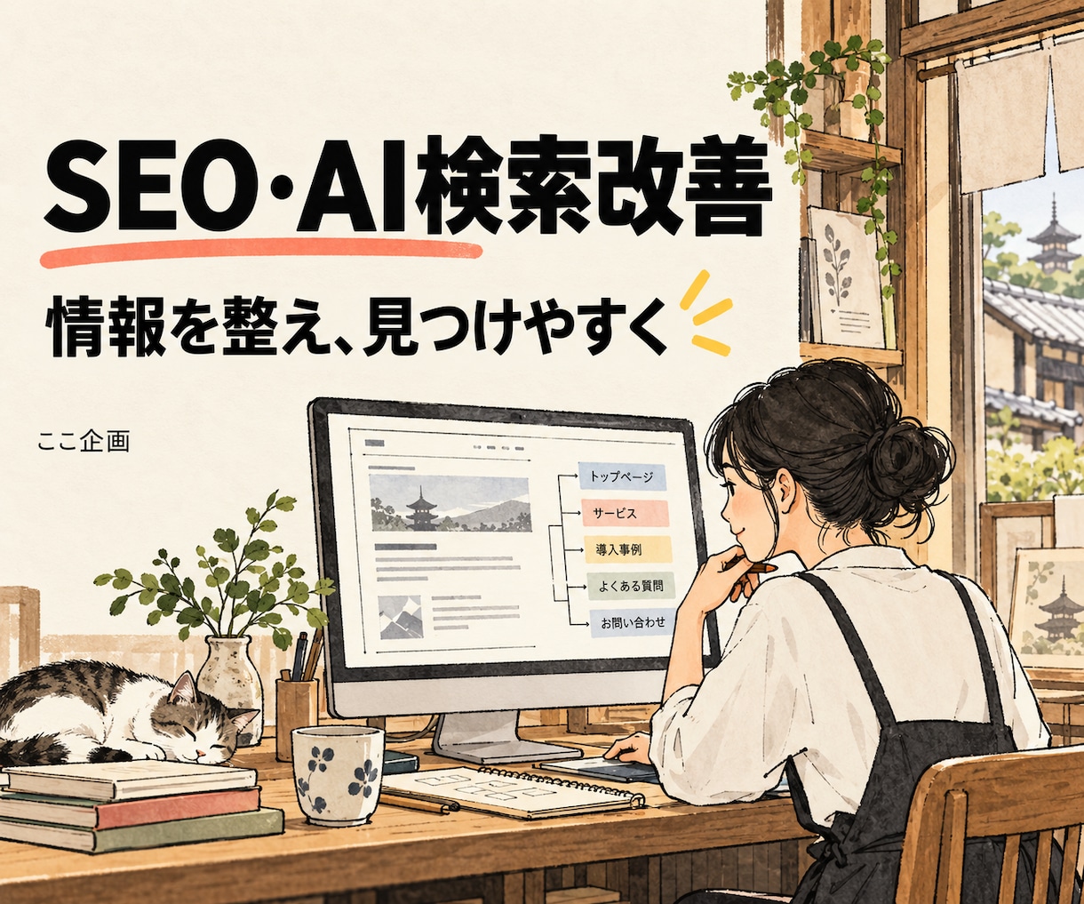 SEOとAI検索を意識してサイトの基礎を整えます 小規模サイトの見出し・説明・情報構造を改善 イメージ1