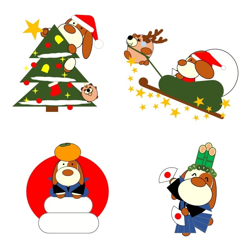 ペット、ぬいさんのイラストを作成いたします ペット、ぬいさんのクリスマス、年末年始仕様のイラストアイコン イメージ5