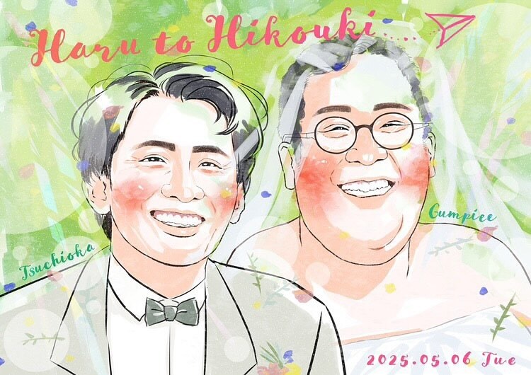 多幸感溢れるウェルカムボードお描きします ご結婚される皆さまの"幸せ"を優しくも華やかに演出します。 イメージ3