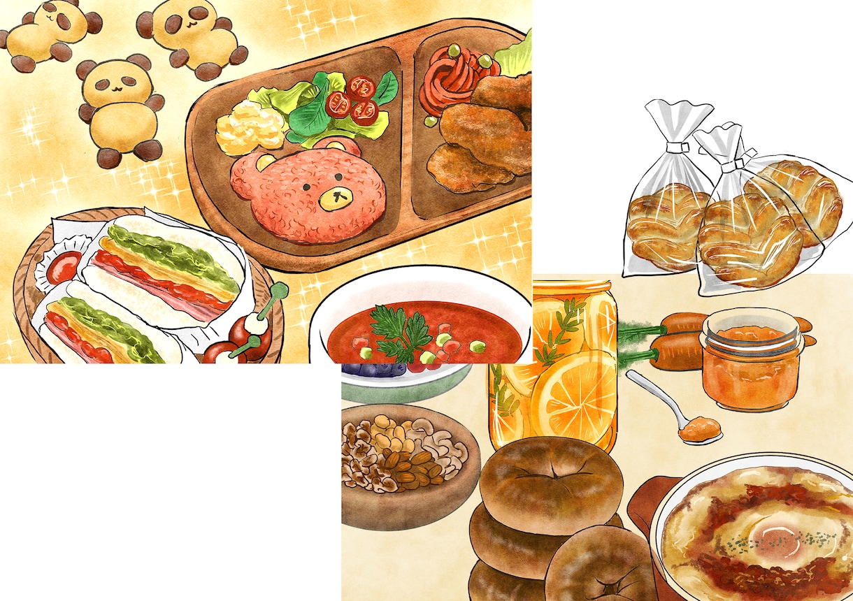 やさしい雰囲気の食べ物イラストを制作します 手描き感のある食べ物イラストを作成します。 イメージ1