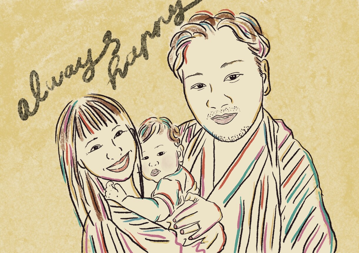 印刷可！そっくり似顔絵のおしゃれイラスト描きます それぞれの写真から一枚にカスタム可！記念やギフトに人気♡ イメージ6