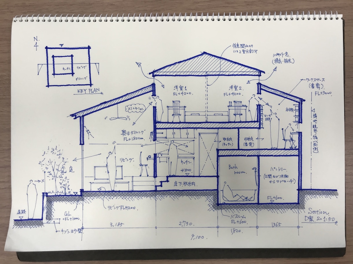 一級建築士が戸建住宅の手描きプランを提案作成します やさしい手書きスケッチで間取りとコンセプトをご提案！ イメージ4