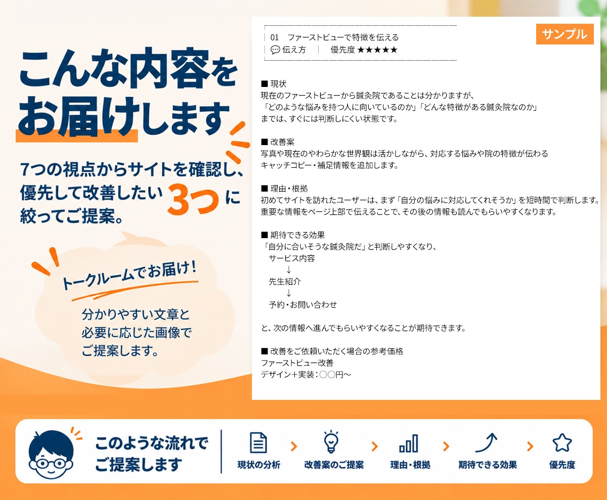 まえこがサイトの改善点を3つ提案します 小さな改善から、成果につながるサイトへ育てます イメージ5