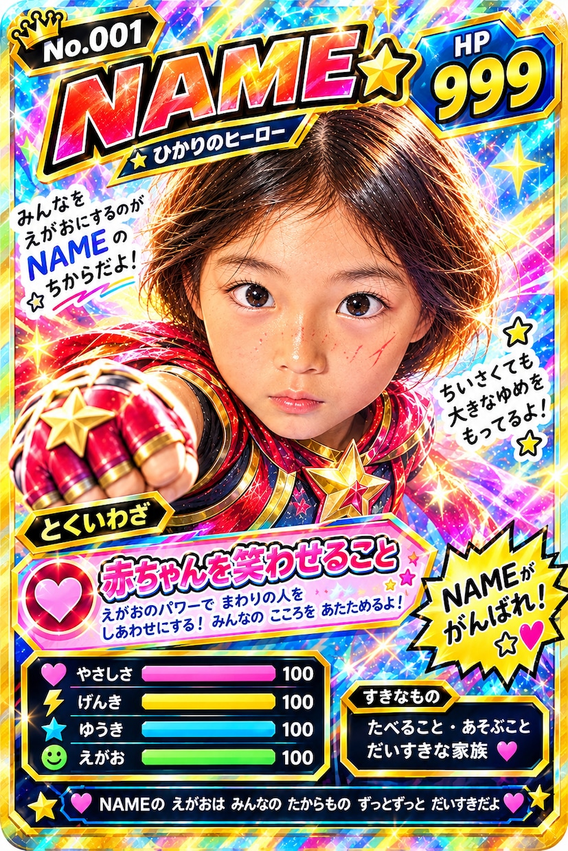 写真１枚で世界にひとつのうちの子カード作りますます うちの子ヒーローうちの子アイドルファミリーカード イメージ2