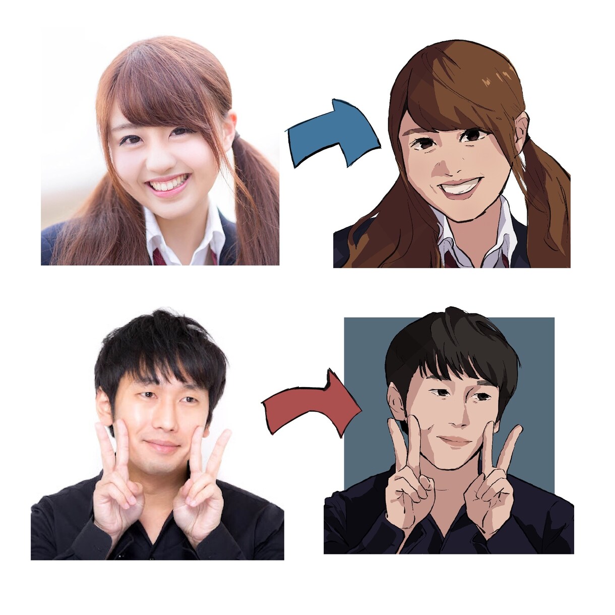 SNSアイコン・名刺イラスト描きます お写真を元に少し美化して似顔絵をお描きします！ イメージ3