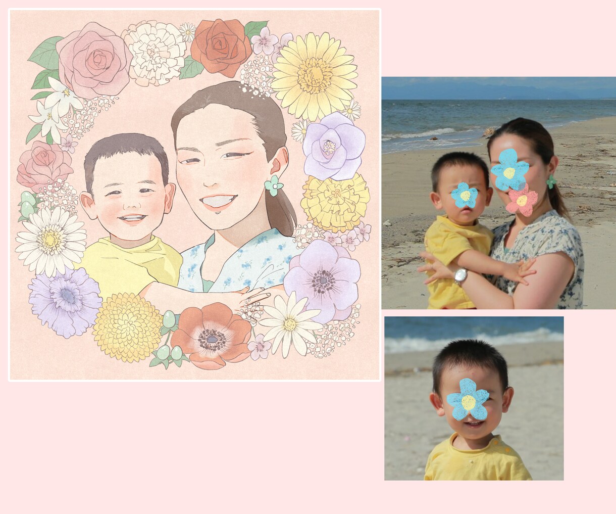 お花に囲まれた似顔絵描きます SNSアイコン等に！小さめプリントでお部屋に飾るのもおすすめ イメージ2