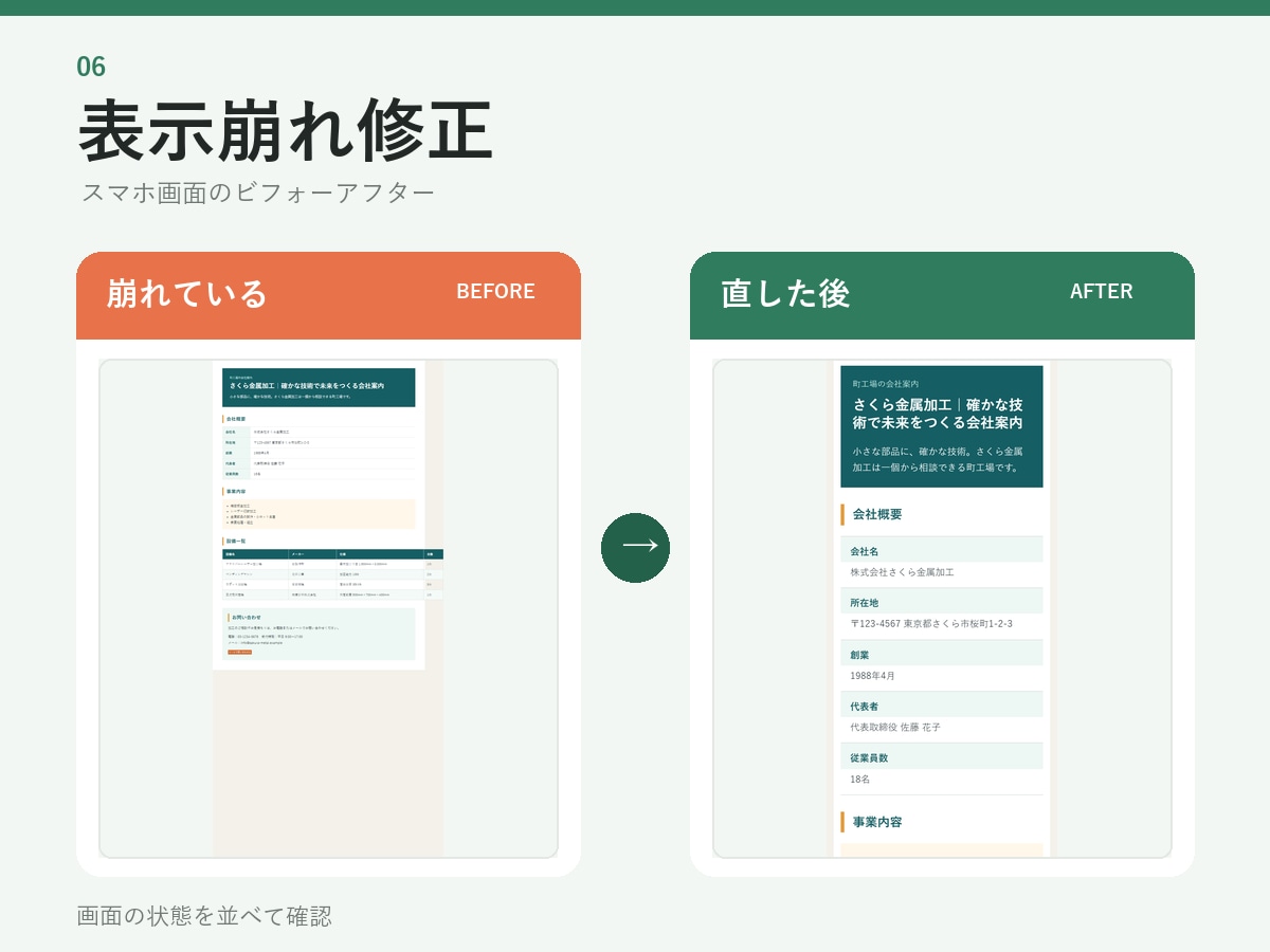 ホームページの表示崩れを修正します スマホ・PCの表示崩れを確認して修正します イメージ1