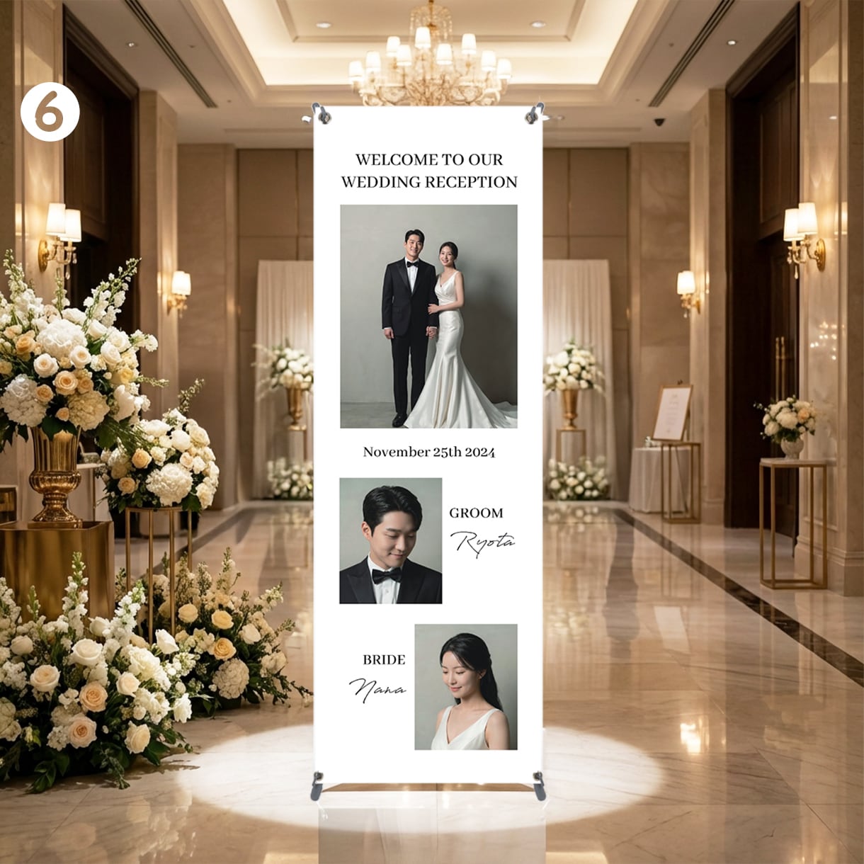 結婚式ウェルカムタペストリー＋スタンド付で届けます 取引1000件☆5｜シワなし高品質PET・修正無制限・送料込 イメージ6